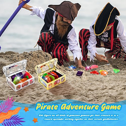 MARFOREVER 18 Pcs Diving Gem Pool Toys - Colorful Underwater Crystals with Treasure Chests for Summer Fun