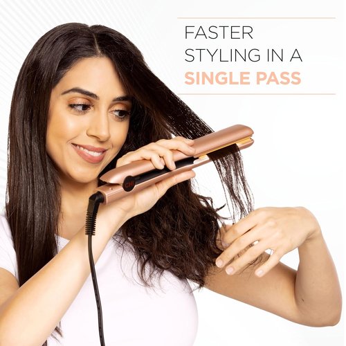 CHI Original Flat Iron Hair Straightener - Ceramic Floating Plates for Smooth Finish | 1.25" Prosecco Please
