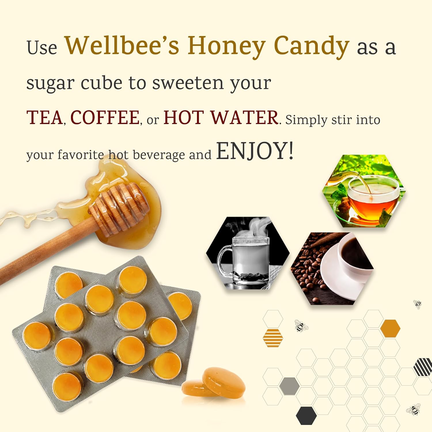 Wellbee's 100% Pure Honey Candy - Natural Cough Drops - Healthy & Paleo Friendly - 20 Pack