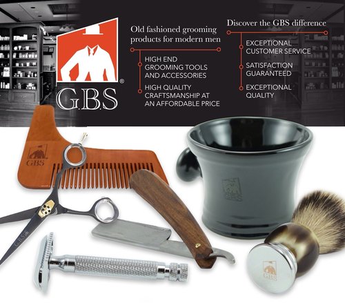 G.B.S Shaving Set for Gentlemen, Premium Men's Grooming, Men Wet Shaving Set, Ceramic Ivory Shaving Soap Bowl with Shaving Brush, Stand and Natural Soap