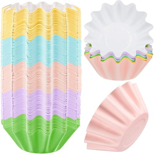 Boao Wax Melt Liners Reusable Leakproof for Any Wax Cubes Waxes Warmer Containers Cups for Scented Candle Plug in Warmers Electric Waxes Melters Burner(Pink, Blue, Green, Yellow, Purple,150 Pieces)