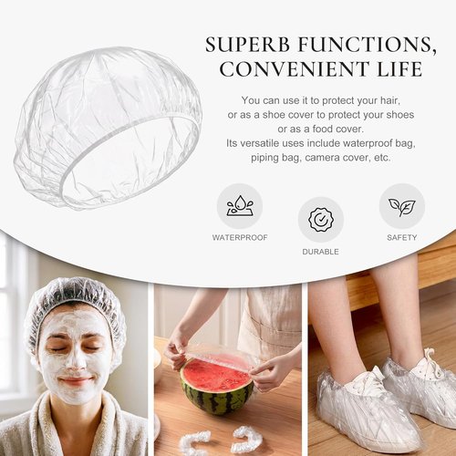 Skiennix 120 PCS Disposable Shower Caps - Large Waterproof Hair Bonnets for Travel & Spa (18.1")
