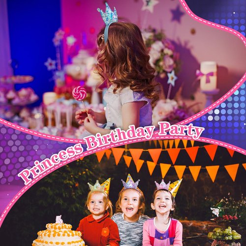 Juexica 24 Pcs LED Princess Crown Headbands Glow Sequin Glitter Light up Crown Headbands for Girls Women Tiara Princess Birthday Party Favors Bling Hair Accessories