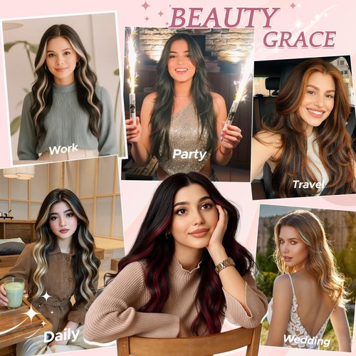 SEGOHAIR Clip in Hair Extensions Real Human Hair for Women, 10 Inch 31g 6pcs, Pink, Straight - Highlight, Add Volume and Length for Daily Wear, Parties, Weddings