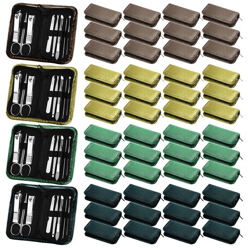 Coume 48 Set Men Gift Bulk Nail Care Kit Stainless Steel 8 in 1 Manicure and Pedicure Set with Travel Case Stocking Stuffers Baby Shower Prizes for Employee Teacher Staff Coworkers(Green Series)