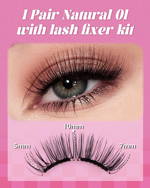 Natural Look Magnetic Eyelashes Kit - 2 Pairs Reusable Double Sided Magnetic Lashes With Applicator and Mirror, Easy To Wear And Remove, No Glue Needed Strip Lashes, Black Faux Cils by EMEDA (#29)