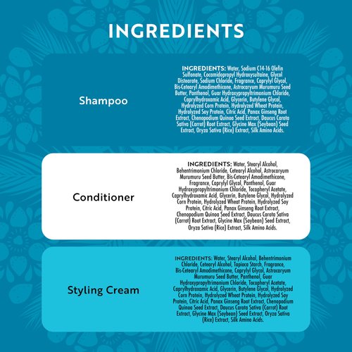 Lu by LatinUs Beauty Control Collection | Anti Frizz Shampoo, Conditioner & Styling Cream with Impossible Keratin, Murumuru Butter, Cruelty Free, Sulfate Free | 32 Fl Oz Total | 3-Piece Set