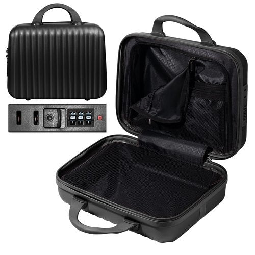 JZRTravel 14 Inch Makeup Train Case with Lock Hard Shell Cosmetic Travel Case w Elastic Strap, ABS Portable Toiletry Bag for Toiletries Make up Storage Case Gift for Women Adult