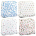 Abbylike 4 Pcs Floral Makeup Bag Cosmetic Bag with Zipper Portable Small Pouches for Purse Toiletry Mini Pouch Cute Mini Makeup Purse for Coin Essentials Items Women (Cute)