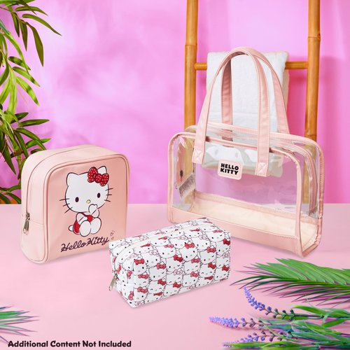 Hello Kitty Toiletry Bag and Makeup Bag Set of 3 for Women Teens Girls Zipped Cosmetics Case Kawaii Travel Essentials Anime Gifts for Her