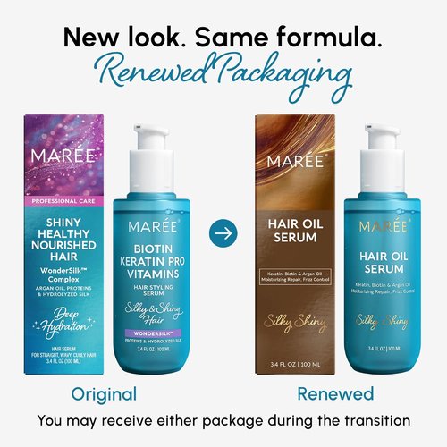 MAREE Hair Oil | Frizz Control Serum with Argan Oil, Keratin & Biotin for Dry, Curly Hair