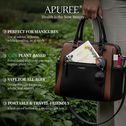 APUREE Organic Cuticle Oil Set (6pcs) | 100% Bio-Based | For Nail Dermatitis & Cracked Cuticles | USDA Verified | Hexane Free | Vegan