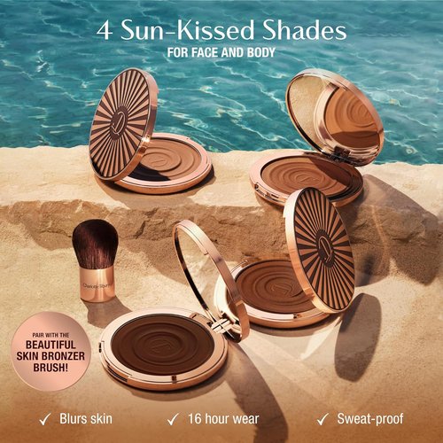 Charlotte Tilbury Beautiful Skin Bronzer - Hydrating Hyaluronic Acid & Pro Vitamin D3 for Sun-Kissed Glow | 16Hr Wear, Sweat & Humidity Proof