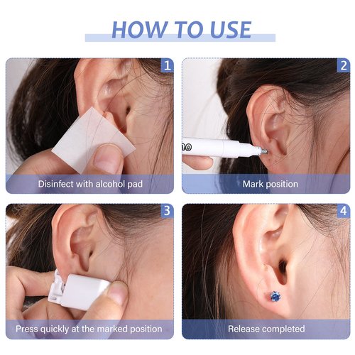 Chumia 12 Pack Disposable Ear Piercing Tool with 12 Pcs Ear Studs Safety Tool (5mm) Self No Pain Easy Use