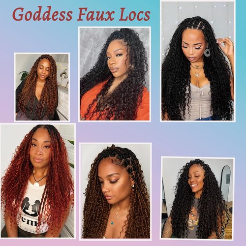 9 Packs Crochet Hair 18Inch Goddess Locs with Curly Ends Long Bohemian River Pre Looped Crochet Hair for Black Women(18inch,1B/30/27)
