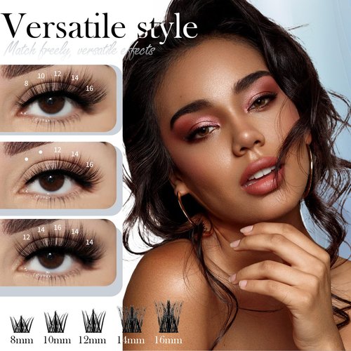 Lash Clusters Kit – 150H Waterproof Eyelash Extensions, Wispy Fluffy 8-16mm, Hypoallergenic for Sensitive Eyes, Korean PBT Fibers, DIY Cluster Lashes for Natural or Volume Look (Natural-(black box)