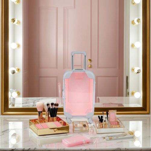 Kiyza False Eyelash Storage Box, Portable Travel Organizer Mini Luggage False Eyelash Tray Makeup Tool (PINK)
