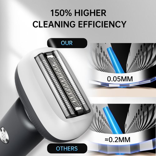 Electric Shaver for Men with Floating Arc 3-Blade, 9000 RPM, Magnetic Head, 1 Hour Fast Type-C Charging, IPX7 Waterproof, Skin-Friendly Blade for Smooth Shaving, Black