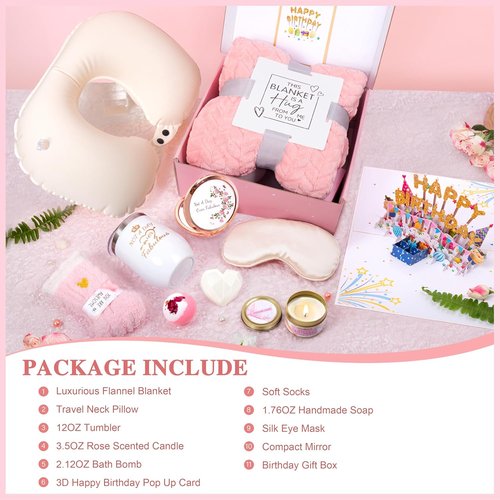 HSOEIXL Spa Birthday Gift Basket - Unique Relaxation Set with Blanket for Women | Perfect Gift for Her, Mom, Sister, and Friends