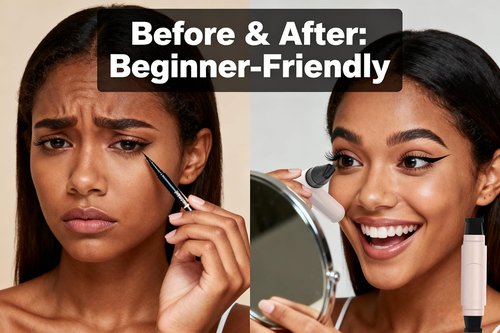 Rotating Eyeliner Stamp Pen - Dual-Ended Winged Eyeliner for Perfect Cat Eye | Waterproof & Quick Dry (Black + Brown)