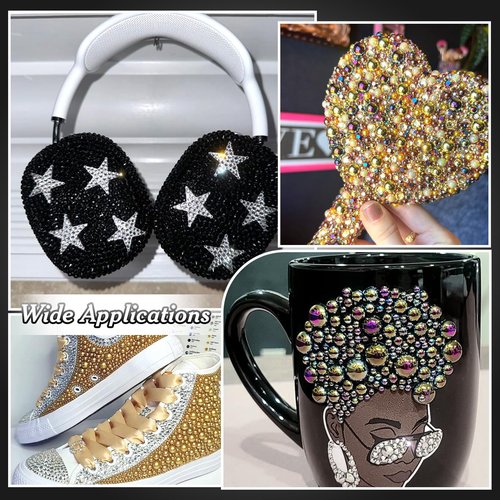 2 Boxes Gold Black Flatback Pearls and Resin Rhinestones for Crafting, 3-6 mm Jelly Rhinestones, Mixed Size Half Pearl Bedazzling Gems for Nail DIY Crafts Mugs Bottles Tumblers Clothes Makeup