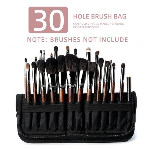 Black Travel Makeup Brush Holder,Waterproof Stand-Up Makeup Brushes Organizer, Portable Makeup Brush Holder Travel Case (BAG-876-30)