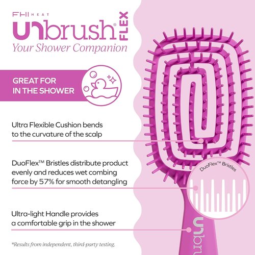 FHI Heat UNbrush Flex Detangling Brush - Pain-Free, Ultra-Flexible Hair Detangler with DuoFlex Anti-Static Bristles