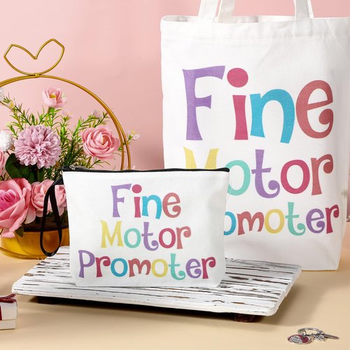 Maitys 3 Pcs Occupational Therapist Gifts Set, Therapist Tote Bag and Makeup Bag with Keychain Fine Motor Promoter Ot Gifts
