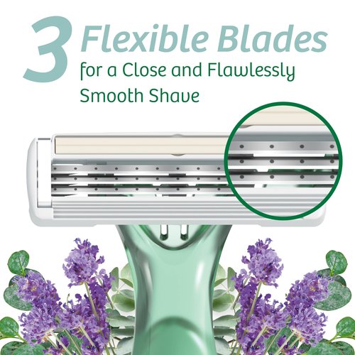 BIC Soleil 3 Escape Women's Disposable 3 Blade Razors, Lavender & Eucalyptus Scented Handles with Soothing Moisture Strip, 12-Pack