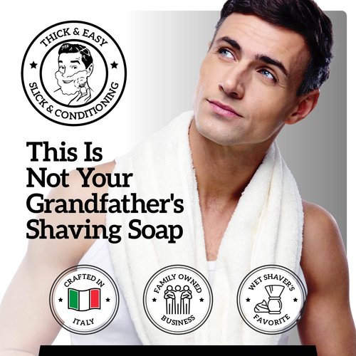 Mr. Fine 21C Men’s Shaving Soap, Builds Thick & Easy Lather, Protects From Razor Burn & Irritation, No Artificial Colors, Made In Italy, 5oz. (150ml), L'Orange Noir