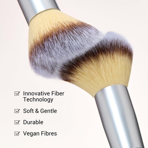 Jessup Makeup Brushes Set 7pcs Dual Ended Makeup Brush Premium Synthetic Foundation Contour Blush Highlight Blending Eyebrow Eyeshadow Shader Concealer Brush with Bag, Quiet Gray T520