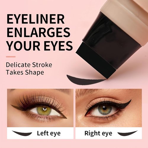 Foldable Eyeliner Stamp Pen - Dual-Ended Left & Right Wing Stamps for Perfect Cat Eye | Waterproof, Smudge-Proof, Long-Lasting Black