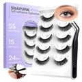 Self Adhesive Eyelashes, Natural Look Pre Glued No Glue Needed Reusable Press On Lashes False Eyelashes Wispy with Tweezer of Replacement Adhesive Strips 8-14mm 5 Pairs by WINKGIGGLE(H55)