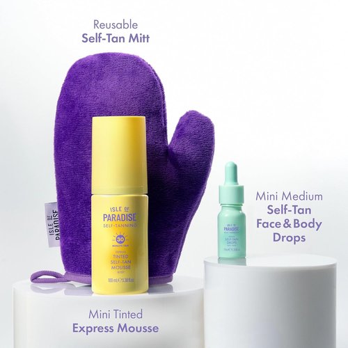 Isle of Paradise Self-Tanning Set - Medium Self-Tan Drops & Express Mousse | Streak-Free, Hydrating Formula