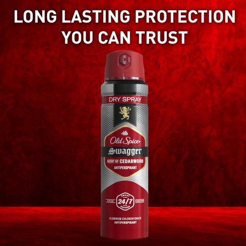 Old Spice Dry Spray Antiperspirant Deodorant for Men, 24/7 Sweat & Odor Protection, 24/7 Sweat Defense & Lasting Freshness, Swagger with Cedarwood Scent, 4.3 oz (Pack of 2)