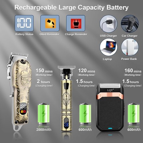 Hair Clippers Set for Men, Hair Clipper Trimmer with LED Display, Professional Cordless Hair Clipper Shaver Beard Trimmer, Hair Cutting Machine for Men, Holiday Gift for Him Father's Day Gift