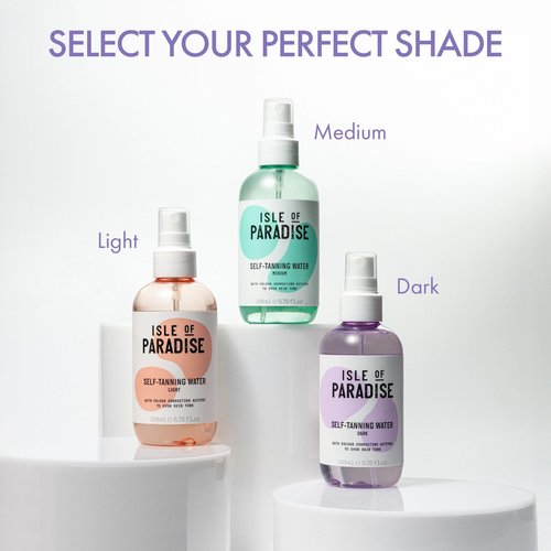 Isle of Paradise Self Tanning Water- Medium, Clear Self Tan Mist, Transfer-Proof Formula for Face & Body, Vegan & Cruelty-Free, Streak-Free Application, Non-Comedogenic 6.76 fl oz.