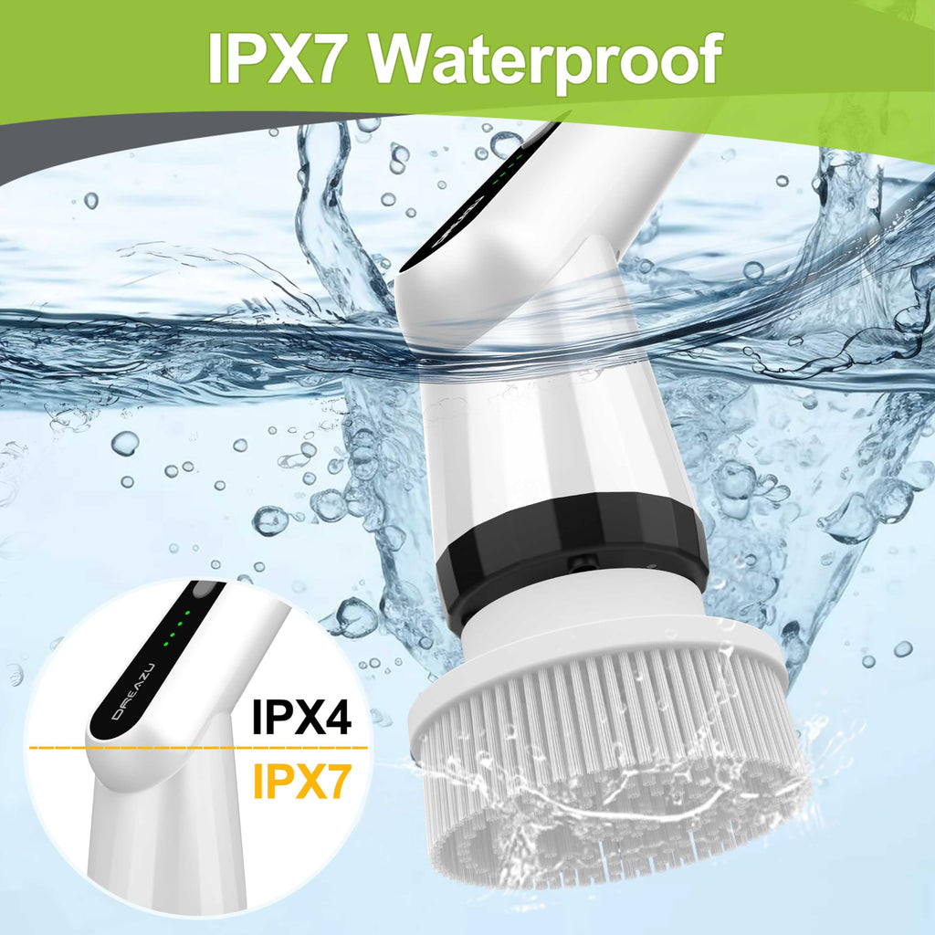 WKY-Electric Spin Scrubber - Upgraded 12-in-1 IPX7 Waterproof Shower Scrubber, Retractable Handle & 2-Speed for Toilet, Bathroom, Bathtub, Tile Floors