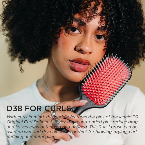 Denman Detangling Paddle Brush - Versatile Wet/Dry Hair Styler for Curly, Coily & Straight Hair | Ideal for All Hair Types