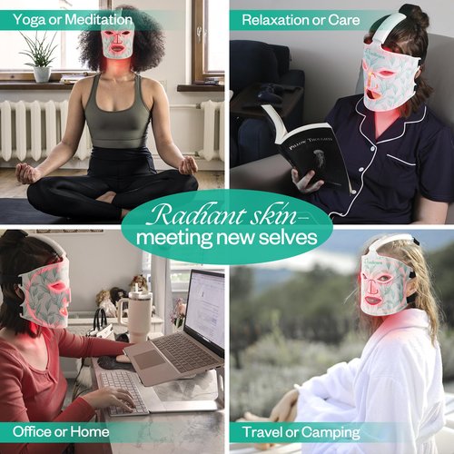 LuxRenew Red Light Therapy Mask Set for Face, 7 Colors Face Led Therapy Mask, Red Light for Facial Skincare at Home and Travel