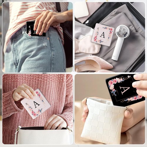 SU969QL 2-Pack Letter Compact Mirror, 1X/3X Magnifying and Portable Makeup Mirror, Travel Small Pocket Mirror for Women