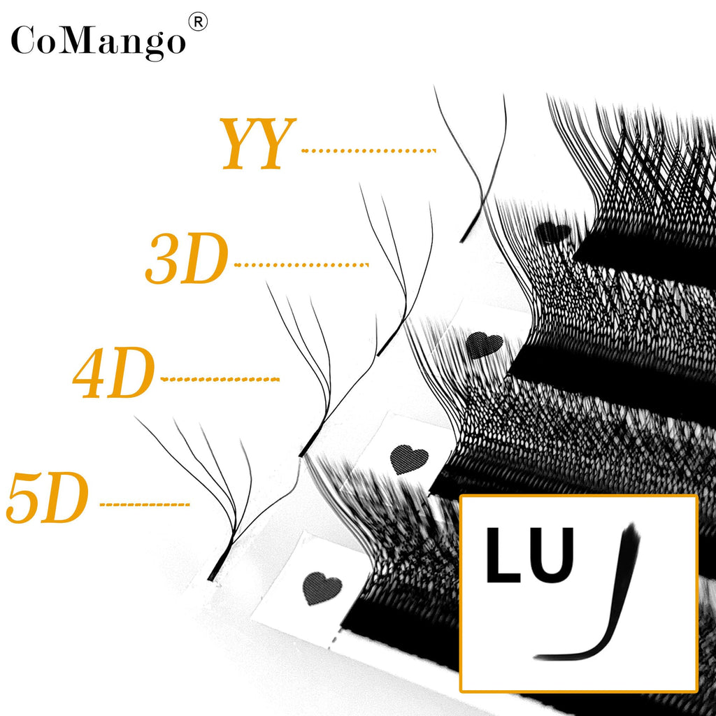 W Eyelash Extensions 0.07mm Thickness 5D Premade lash Fans LU/M Curl Lashes 8-15mm Mixed Tray Soft Fluffy Volume Lash Fans Natural Look Individual Eyelashes (5D-0.07-LU,8-15MM)