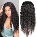 huarisi Water Wave U Part Wig Human Hair for Women 100% Unprocessed Brazilian Virgin Curly Upart Wig Human Hair Wigs 150% Density Natural Color (14 Inch)