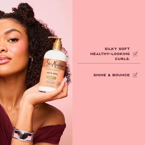 SheaMoisture Curl & Shine Conditioner - Coconut & Hibiscus for Thick Curly Hair, 13 oz