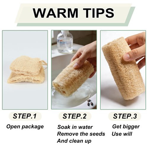 Balifeel Natural Loofah Sponge Organic Loofa Set 6 Pack,Exfoliating Body Scrubber Shower Luffa Men and Women for Bath Cleaning Skin Back and Face Eco Tool