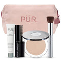 PÜR Minerals Multitasking Essentials Kit | Makeup Gift Set with Primer, Mascara, Powder & Brush