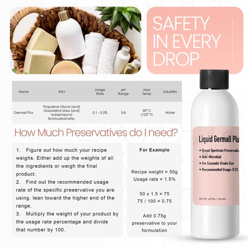 Germall Plus- Natural Preservative (300 Grams / 10.58 Ounce) - Clear Liquid - Excellent Broad Spectrum Preservative Compatible with Most Cosmetic Ingredients Good for Water-Based Formulas