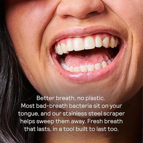 HUPPY Stainless Steel Tongue Cleaner - Reusable Tongue Scraper for Fresh Breath & Oral Hygiene | Durable Zero-Waste Tool