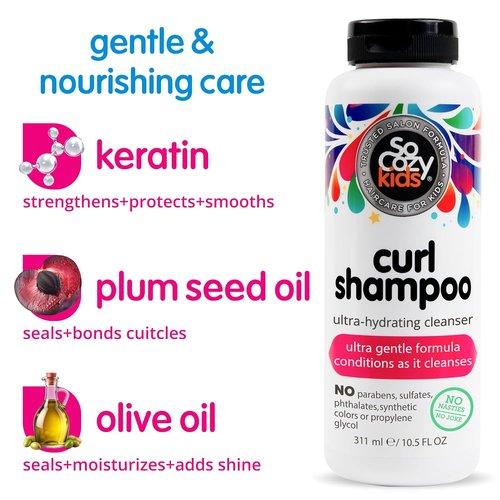 SoCozy Curl Shampoo - Ultra-Hydrating Cleanser for Kids' Hair | Sweet-Crème, 10.5 Fl Oz