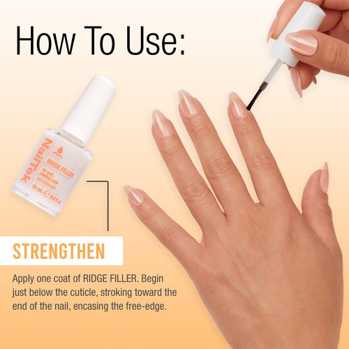 Nail Tek Ridge Filler Formula 2 – Clear Ridge Filler for Nails Base Coat, Nail Strengthener Polish for Soft & Peeling Nails, 0.5 fl oz